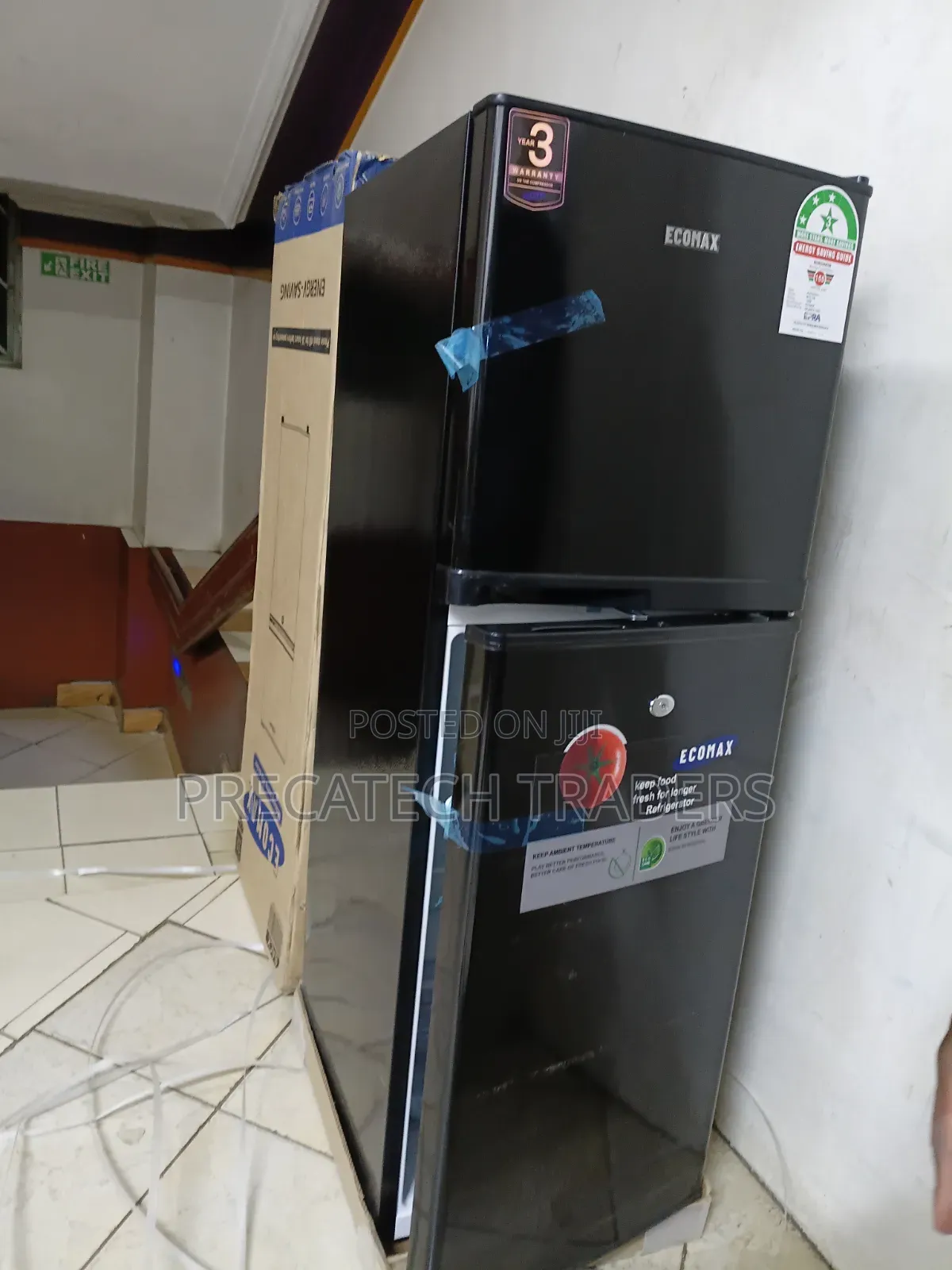 Ecomax 138L Double Door Refrigerator – Black