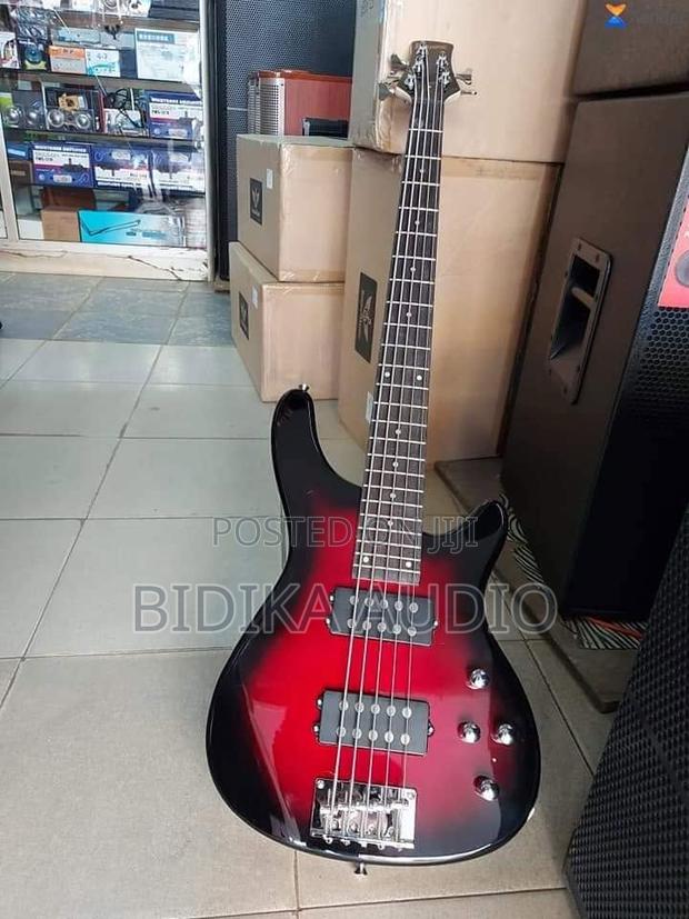5-String Active Electric Bass Guitar (Red Sunburst Finish) - main view
