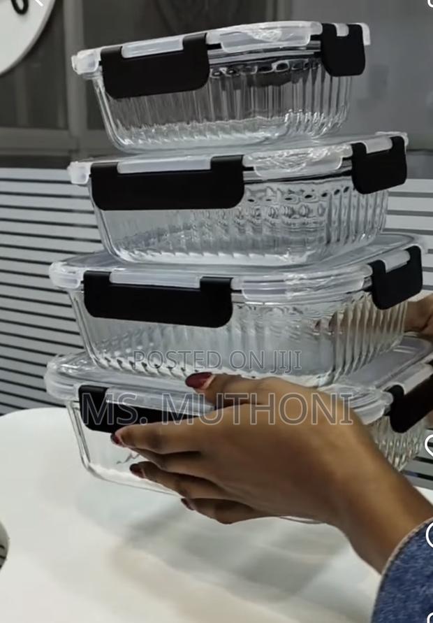 Fluted, 4-Piece Clear Glass Food Storage Container Set - thumbnail 2