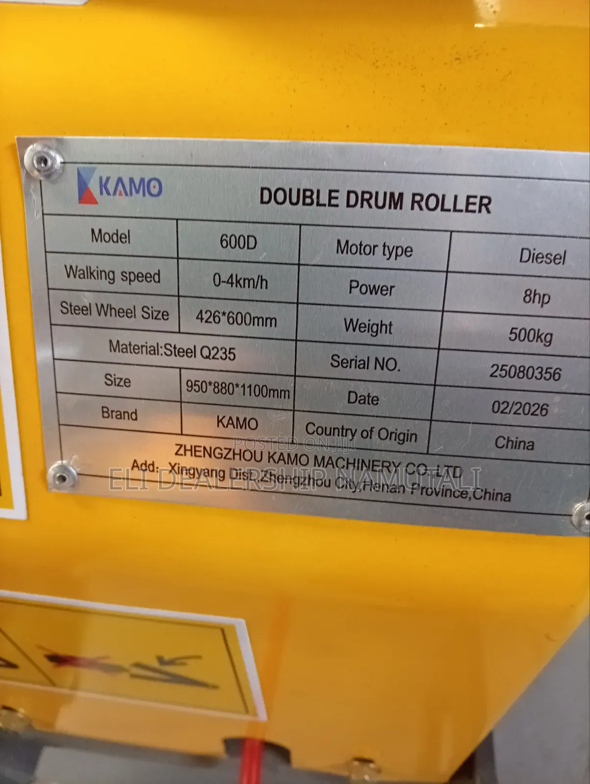 KAMO 600D 8HP Diesel Double Drum Road Roller – 500kg Compactor