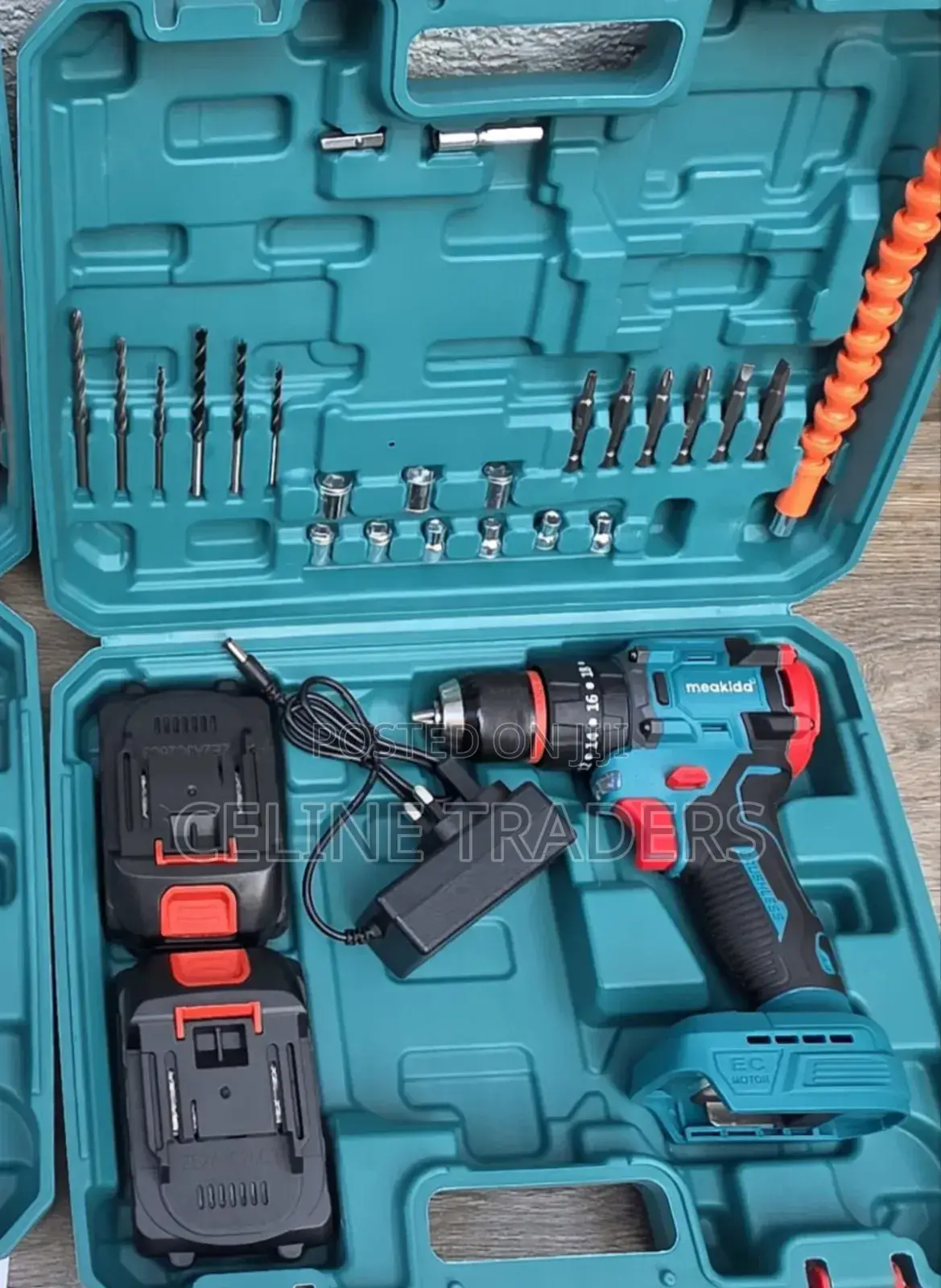 21V Cordless Brushless Drill Driver Kit With 2 Batteries Accessories