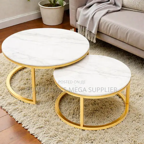 Contemporary Marble Nesting Coffee Table for Home and Office