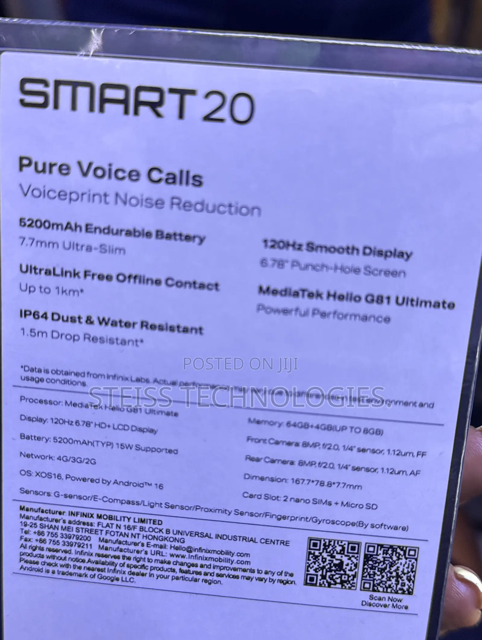 New Infinix Smart 20 64 GB Blue