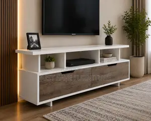 Waylon Modern TV Stand – White Walnut Wooden Entertainment Unit
