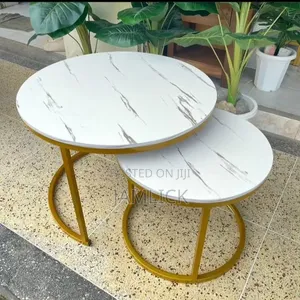 MDF White Nesting Coffee Table – Marble Effect - Jm