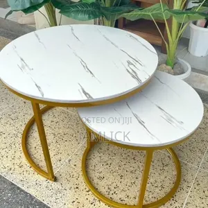 MDF White Nesting Coffee Table – Marble Effect - Jm