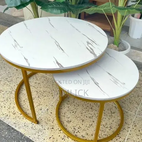 MDF White Nesting Coffee Table – Marble Effect - Jm