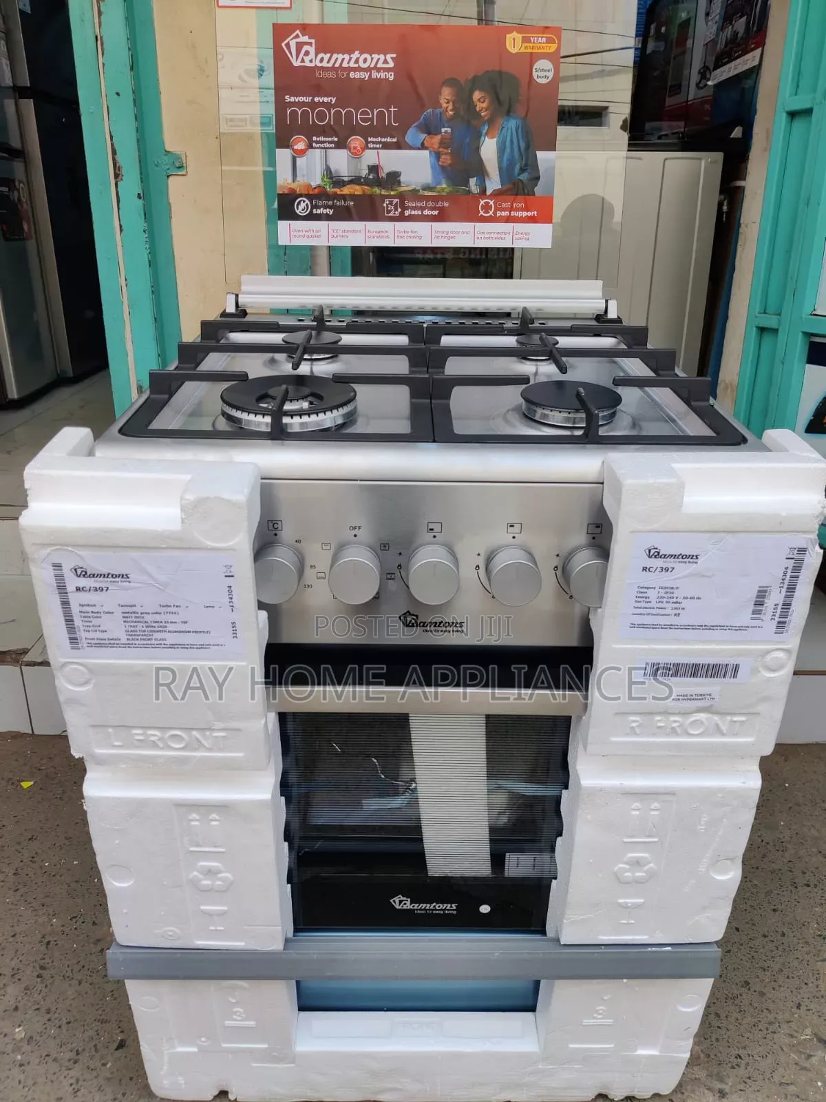 Ramtons Standing Cooker RC397 60X60CM Full Gas Electric Oven