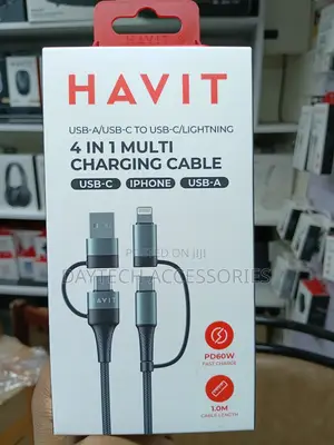 Havit CB6244 4-in-1 Multi Charging Cable With a Braided Exterior.