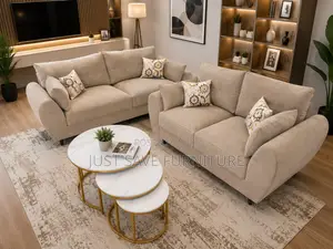 Elegant Beige Fabric Sofa Set (3+2 Seater)