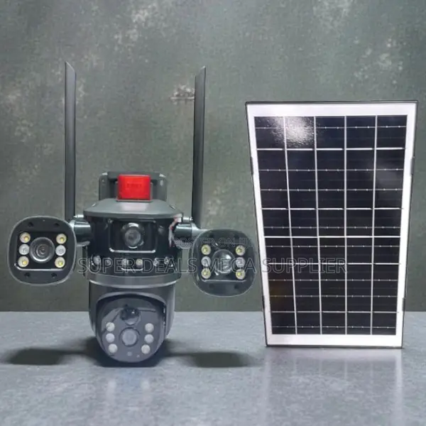 V380 Pro 4G PTZ Rotating Triple Lens Solar Camera Memory Card Support