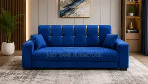 Royal Blue Velvet 3-Seater Sofa