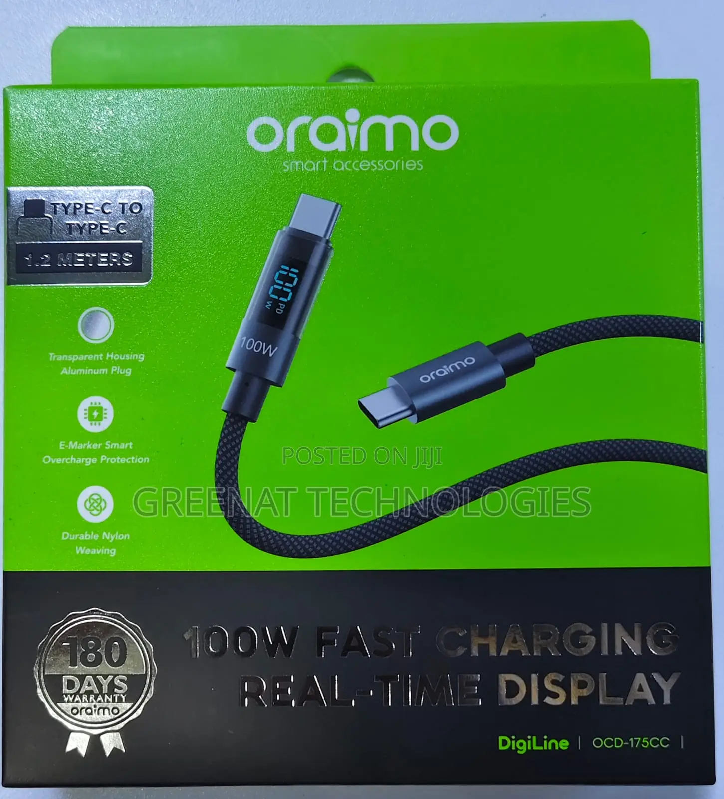 Oraimo DigiLine 100W USB-C to USB-C Fast Charging Cable 1.2M