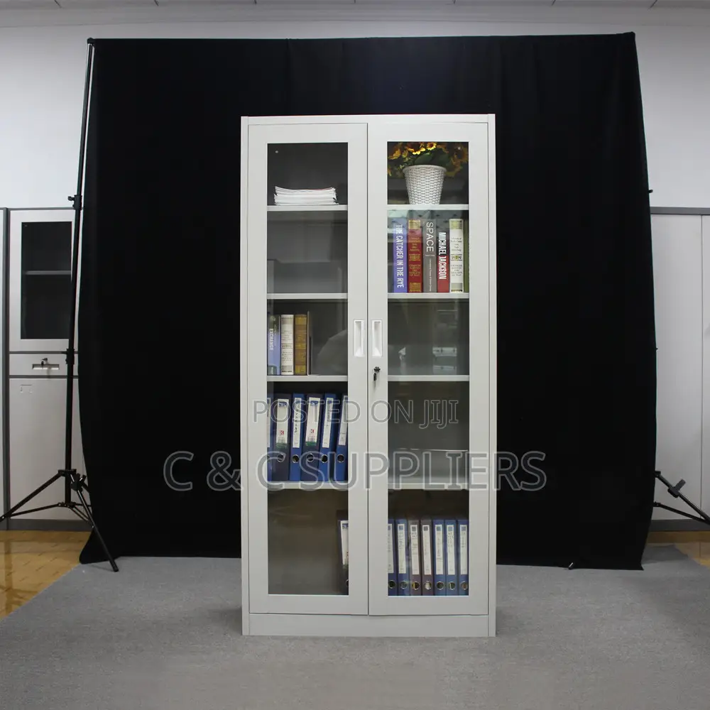 2-Swing Door Full Glass Storage Cabinet