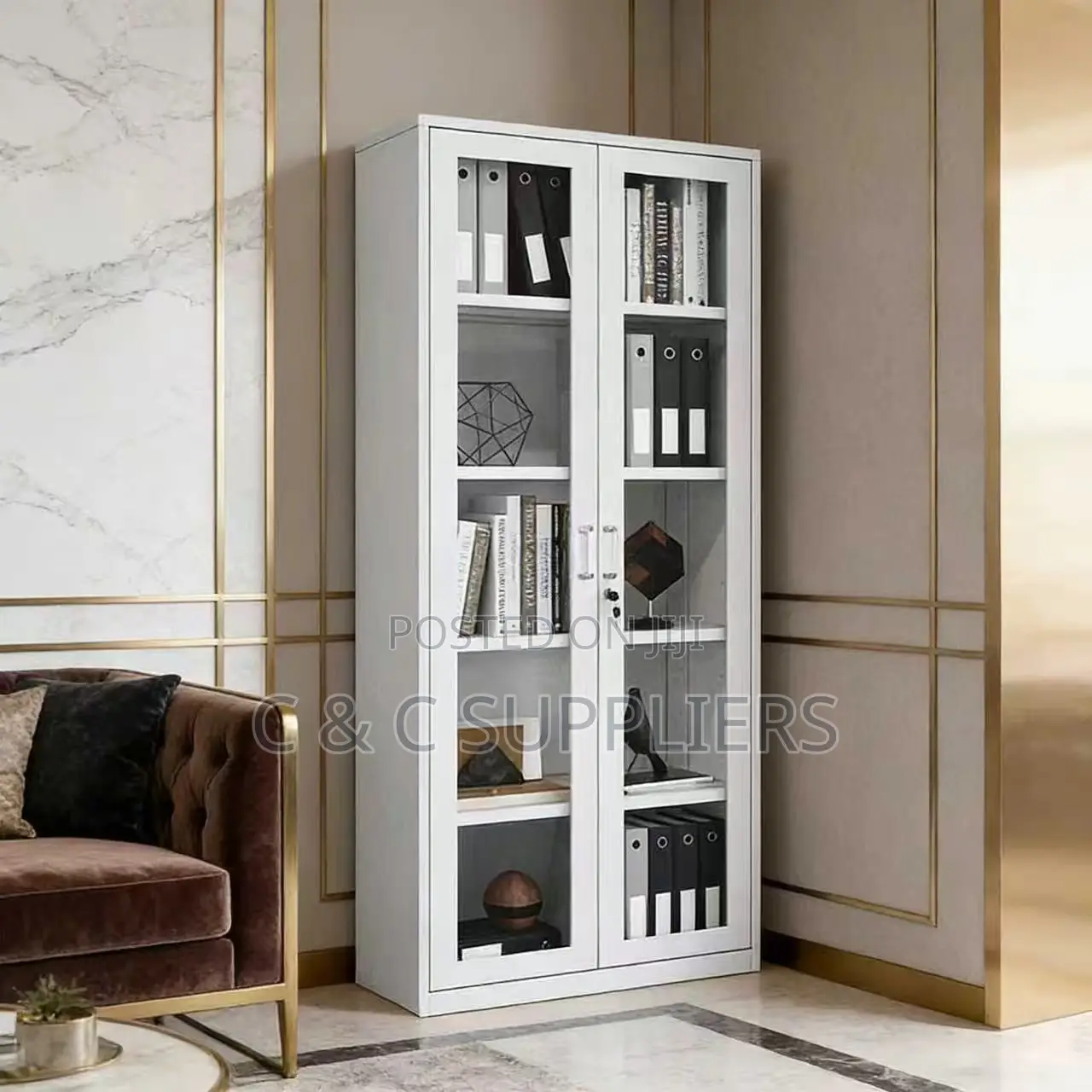 2-Swing Door Full Glass Storage Cabinet