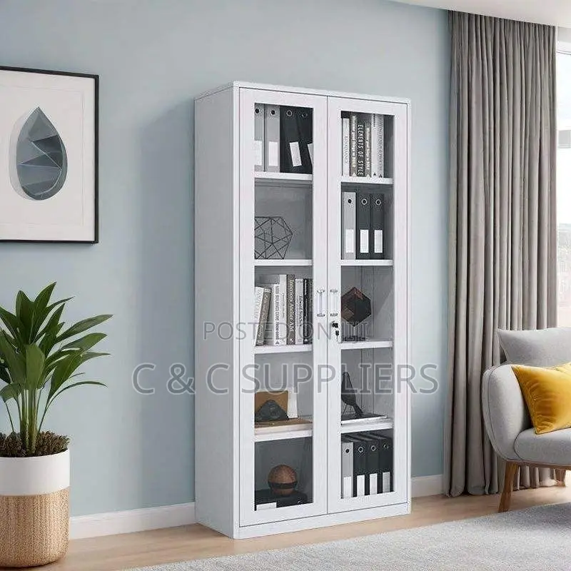 2-Swing Door Full Glass Storage Cabinet