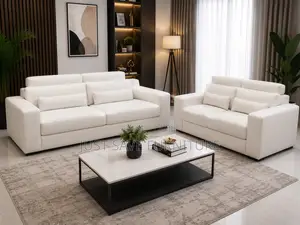 Modern White Leather 5-Seater Sofa Set