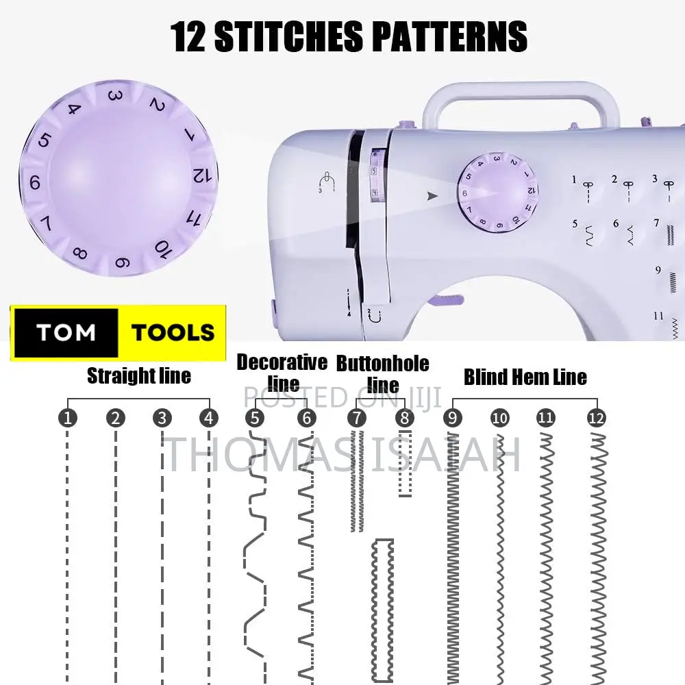 Mini Electric Sewing Machine With 12 Stitch Patterns, Foot Pedal,LED L