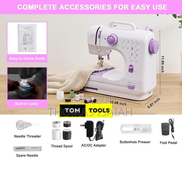 Mini Electric Sewing Machine With 12 Stitch Patterns, Foot Pedal,LED L - thumbnail 8