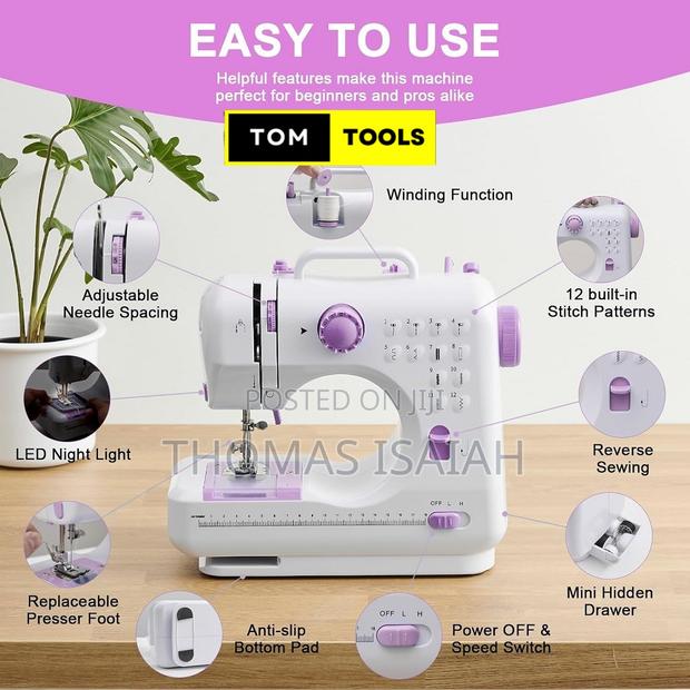 Mini Electric Sewing Machine With 12 Stitch Patterns, Foot Pedal,LED L - thumbnail 9