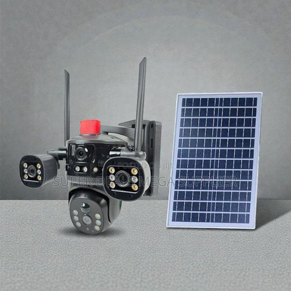 V380 Pro 20MP 4G PTZ Rotating Triple Lens Solar Camera Warehouse Guard