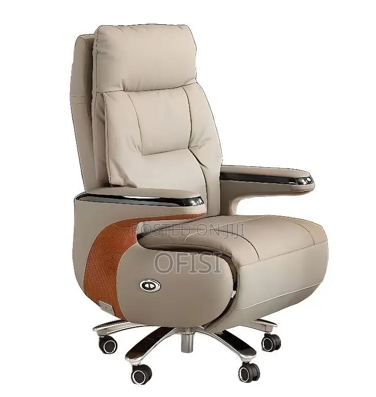 Office Chair; Ergonomic Leather Executive Office Chair With Footrest