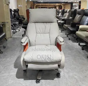 Office Chair; Ergonomic Leather Executive Office Chair With Footrest