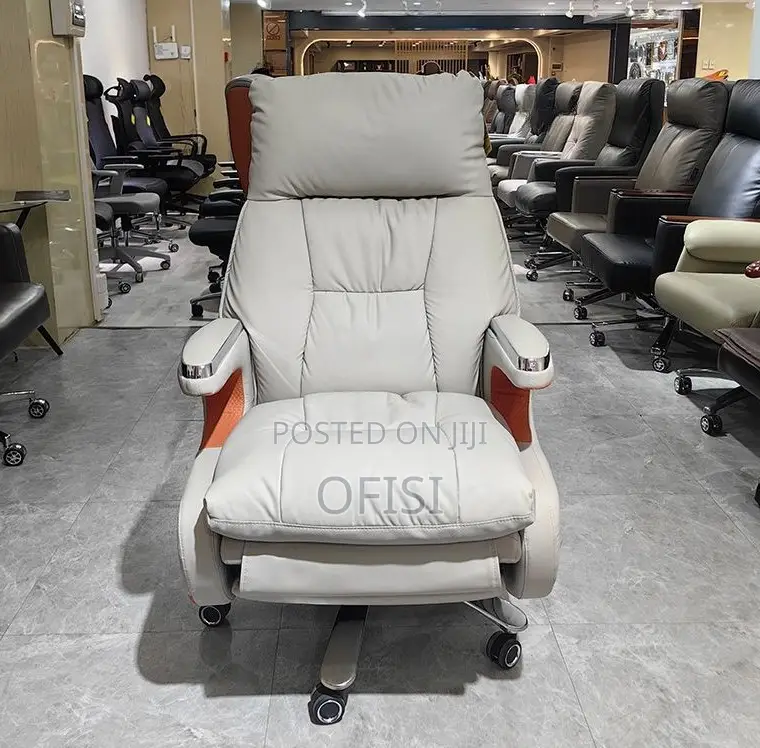Office Chair; Ergonomic Leather Executive Office Chair With Footrest