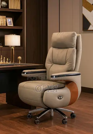 Office Chair; Ergonomic Leather Executive Office Chair With Footrest