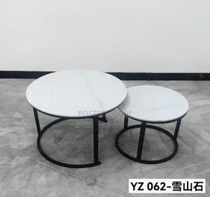 Marble Nesting Coffee Table (Glass Effect) White and Black