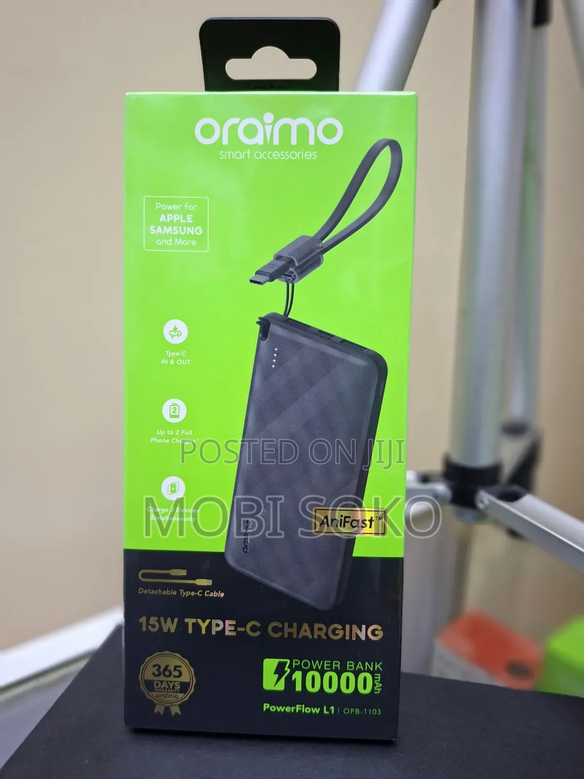 Oraimo PowerFlow L1 10,000mAh Power Bank With Detachable Type C Cable