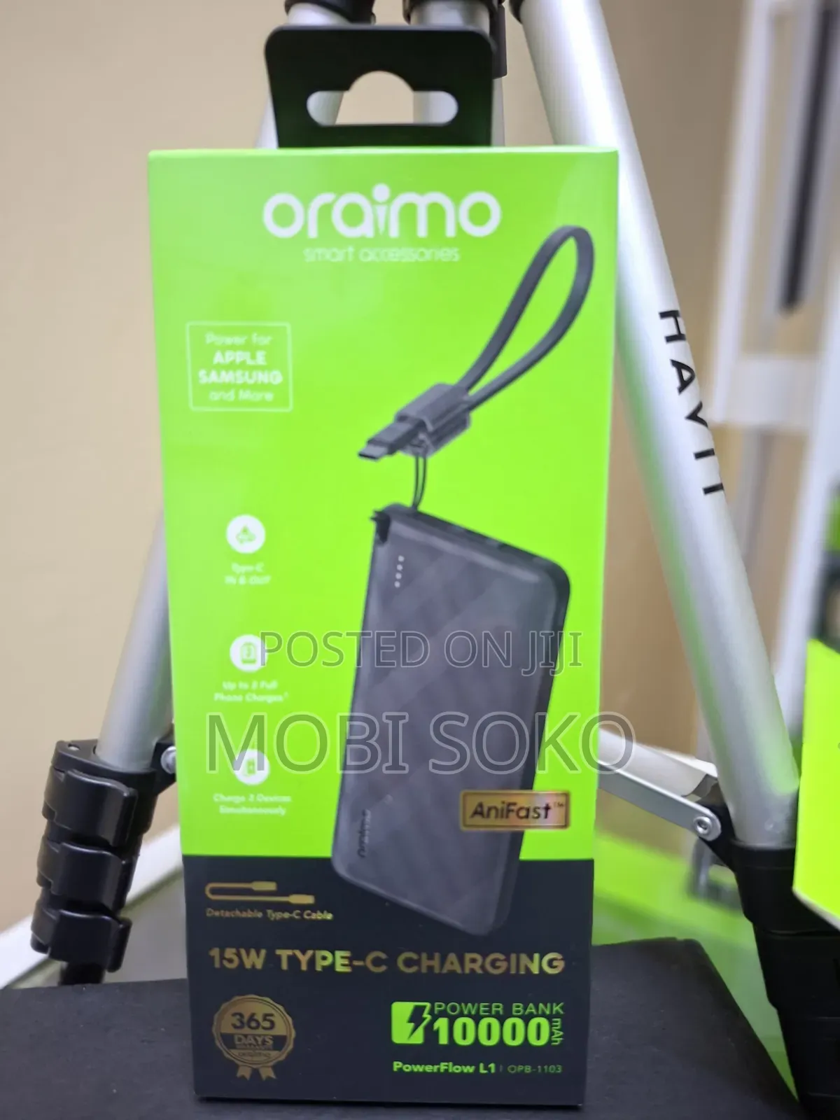 Oraimo PowerFlow L1 10,000mAh Power Bank With Detachable Type C Cable