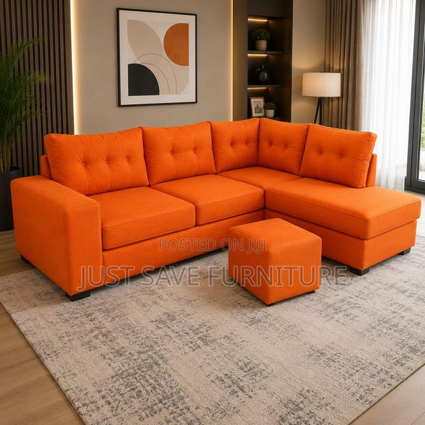 Orange 6-Seater L-Shaped Sectional Sofa - main view