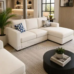 White L-Shaped Sectional Sofa With Chaise