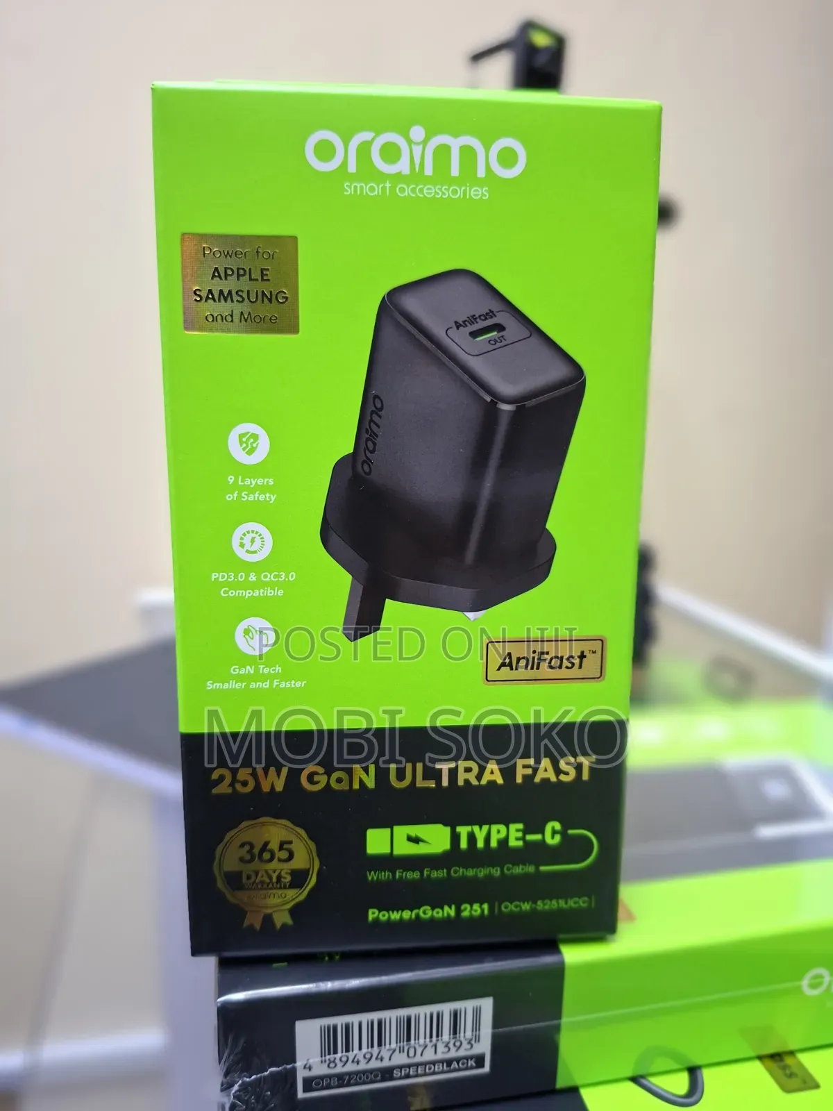 Oraimo PowerGaN 251 + C to C Cable 25W GaN Charger