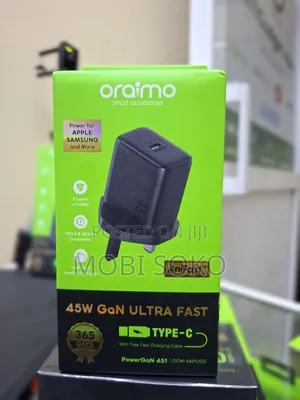 Oraimo PowerGaN 451 + C to C Cable 45W GaN Charger