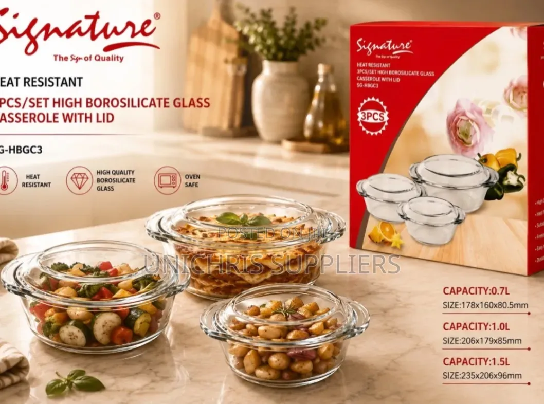Signature Set of 3 Glass Casserole