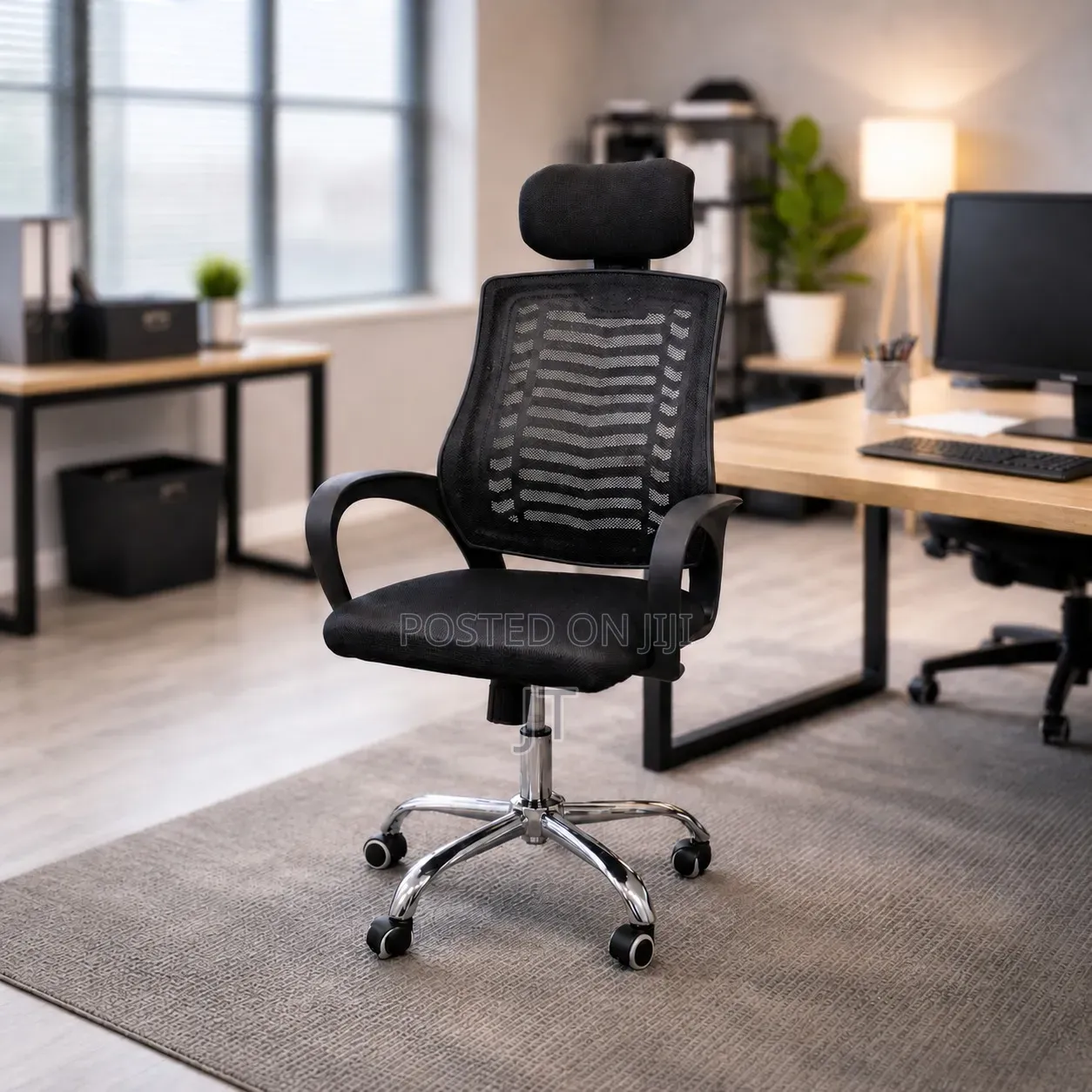 Secretarial Mesh Office Chair With Headrest