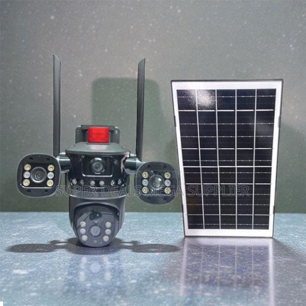 V380 Pro 20MP 4G PTZ Rotating Triple Lens Solar Camera Three Screens