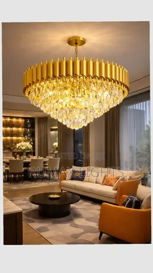Modern Black Gold Tiered Crystal Chandelier