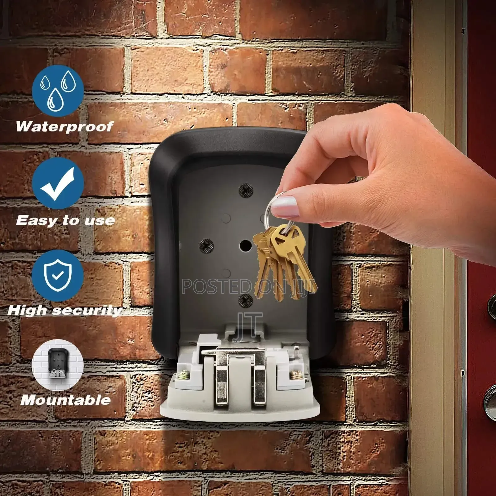 Wall-Mounted Key Lock Box Full Metallic 4-Digit Combination