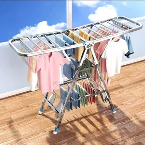 Movable Foldable/Portable LAUNDRY DRYING RACK With 9 Hole Hanger