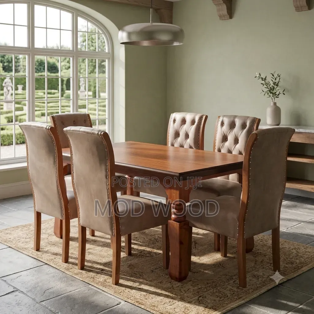 Modern Six-Seater Upholstered Dining Set Collection