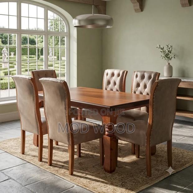 Modern Six-Seater Upholstered Dining Set Collection