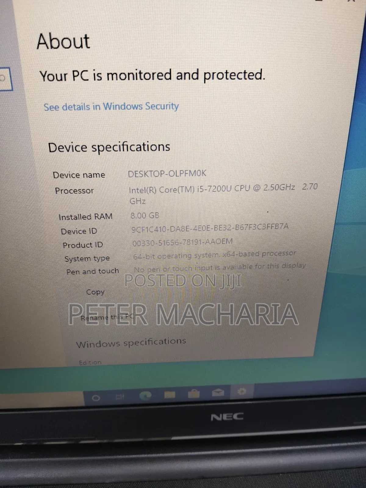 Laptop NEC 8GB Intel Core i5 HDD 500GB