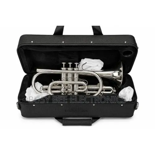 Silver Pocket Trumpet With Carry Case