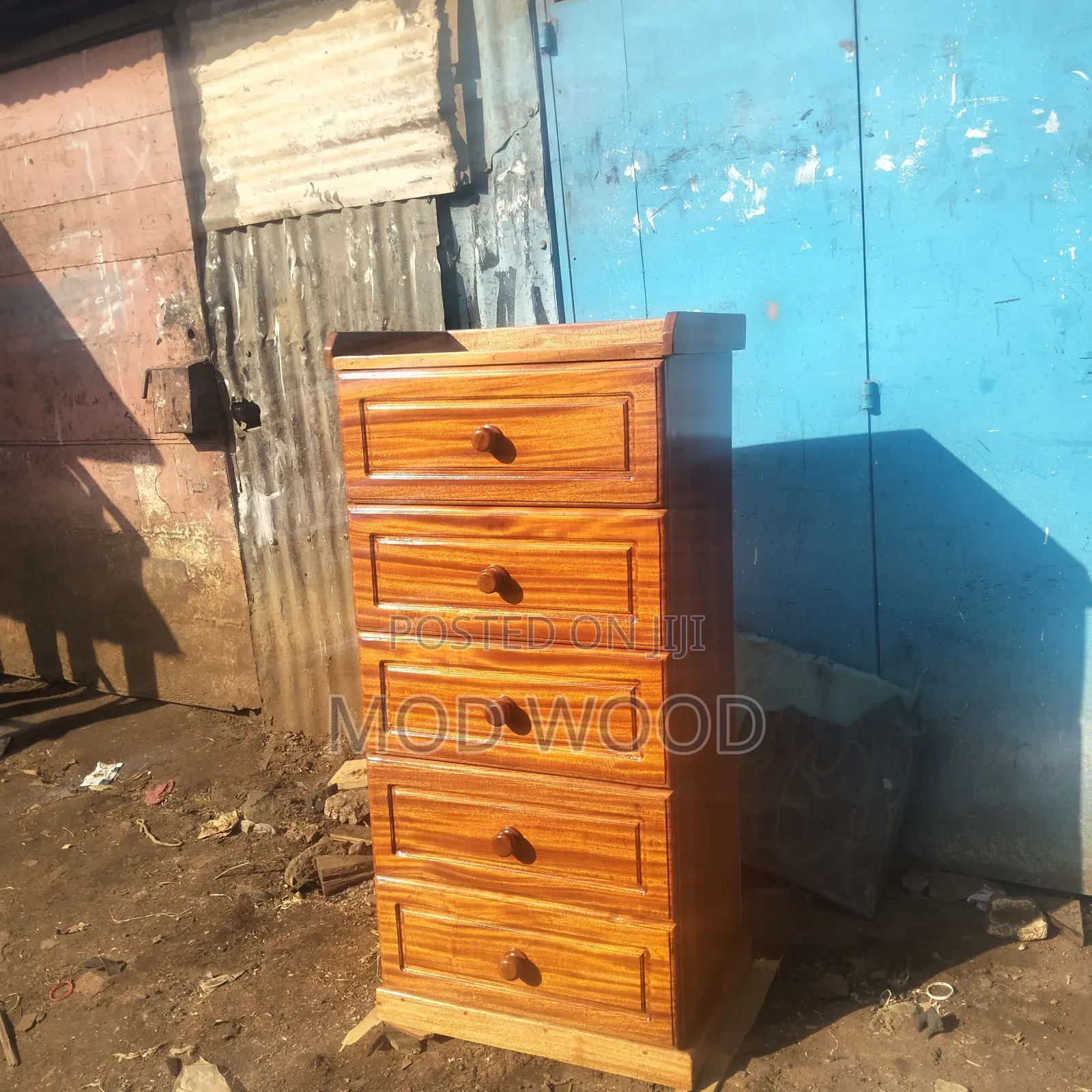 Modern Five-Drawer Wood Chest Cabinet