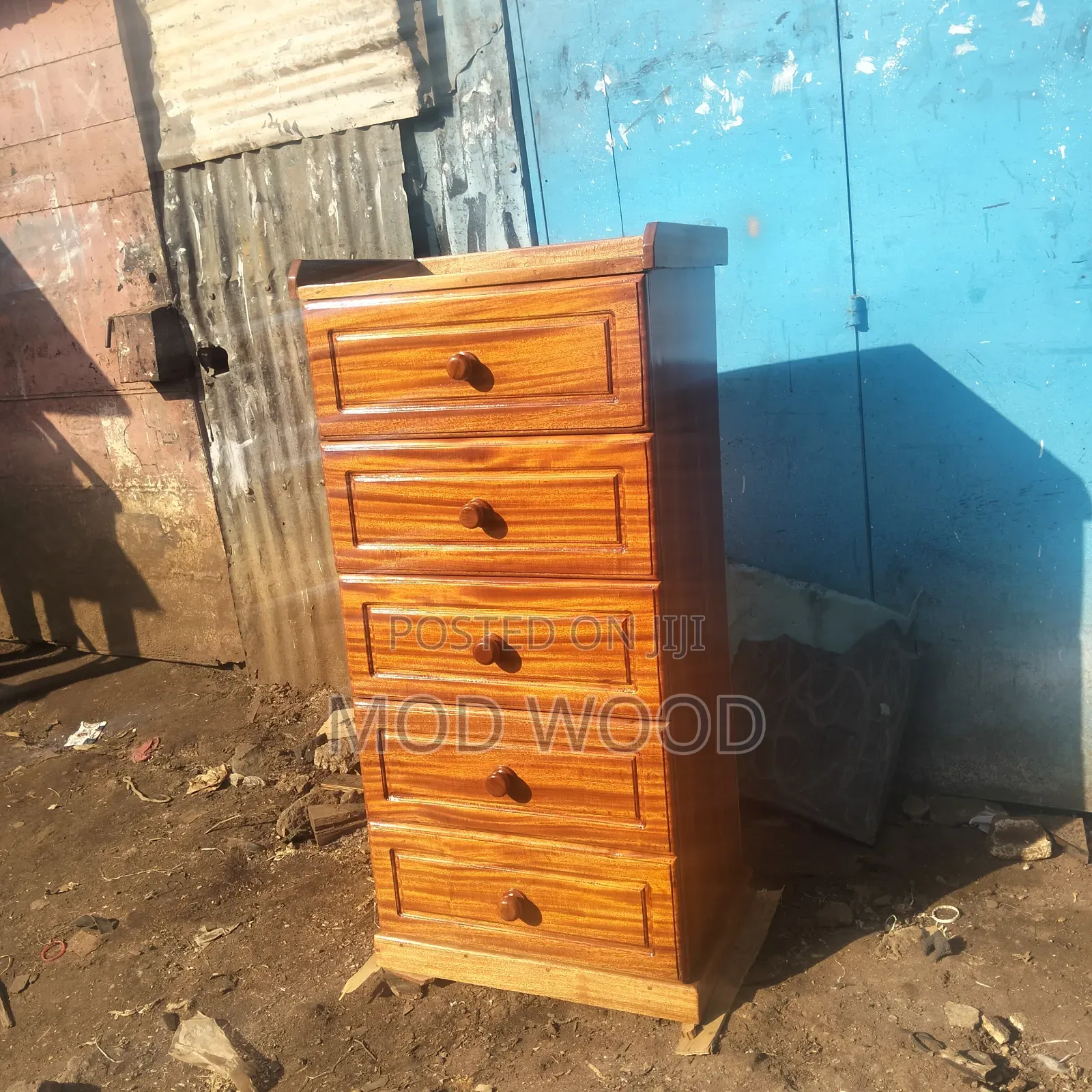 Modern Five-Drawer Wood Chest Cabinet
