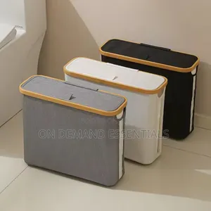 Toilet Paper Basket Organiser With Bamboo Lid