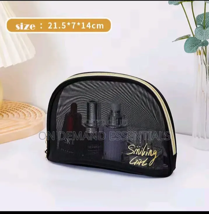 5pcs Travel Black Mesh Cosmetic Bags